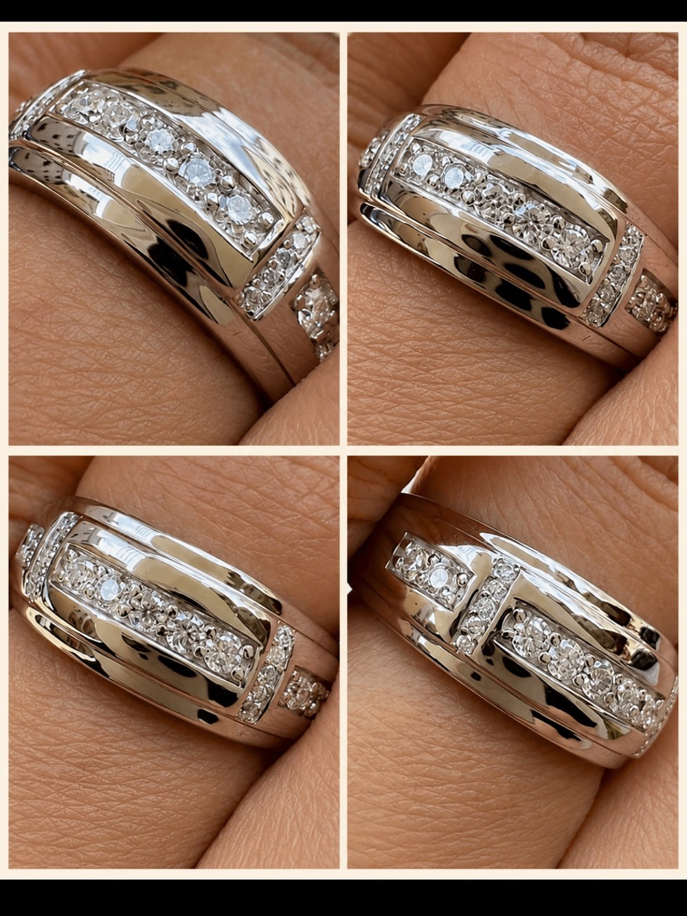 925 Sterling Silver 9.5mm Moissanite Wedding Band D VVS1 Iced Mens Ring Chunky